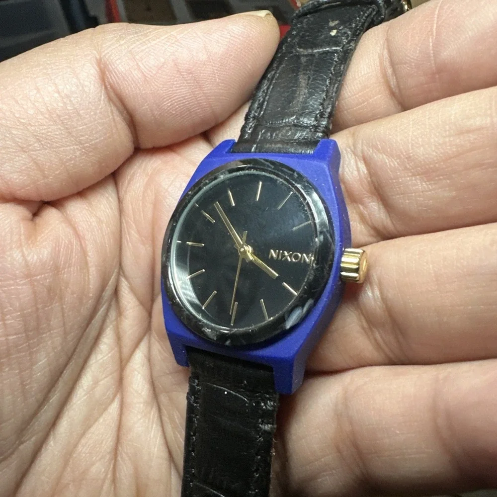 Nixon The Time Teller Blue/black 30mm Leather Watch Unisex‎ - Not Working Repair